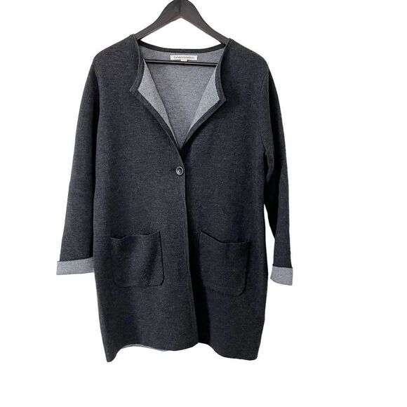 Catherine Malandrino Sweaters - Catherine Malandrino Grey Wool Blend Heavy Blazer Cardigan.